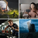 Camping Lights,Telescopic Camping Lantern with Storage Bag,7800mAh Rechargeable Outdoor Adventure Emergency Light,Waterproof LED Work Lights with Magnetic (Grass Green)