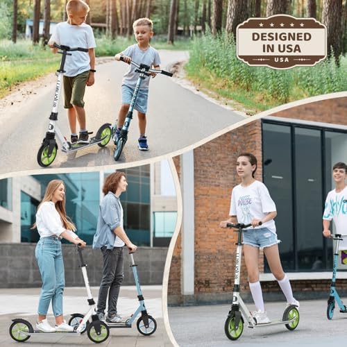 Kick Scooter for Ages 6+,Kid, Teens & Adults. Max Load 240 LBS. Foldable, Lightweight, 8IN Big Wheels for Kids, Teen and Adults, 4 Adjustable Levels. Bearing ABEC9