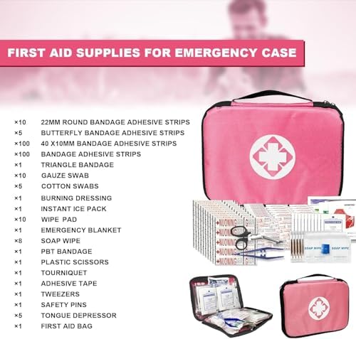 305Pcs Car First Aid Kit Refill Supplies for Business Home First Aid Emergency Kits for Office Business Compact Lovely Bag for Outdoor Activities Skating Boating