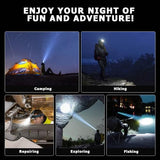 LED Headlamp Rechargeable, 2000 Lumens Super Bright Head Lamp with Motion Sensor, 5 Modes & 120°Adjustable & IPX7 Waterproof USB Rechargeable Headlight for Outdoor Camping, Running, Cycling, Climbing