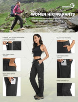 Moosehill Women's Hiking Pants Lightweight Quick Dry Water Resistant Cargo Travel Work Summer Pants for All Seasons