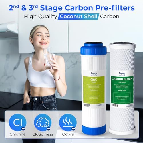 iSpring F10KU NSF Certified 1-Year Replacement Filter Set for 7-Stage RO Water Filtration Systems, Includes Alkaline Mineral & UV Filters, 10 Pieces, No RO Membrane