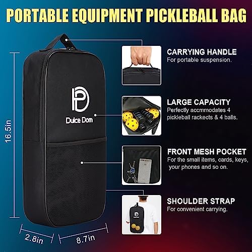DULCE DOM Pickleball Paddles Set of 2/4 - USAPA Approved, Fiberglass Surface Pickleball Racket with 4 Indoor Outdoor Pickleball Balls and Pickleball Bag, Ideal Training Equipment Gift for Men & Women