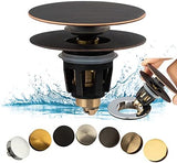 Artiwell Universal Bathroom Sink Drain Stopper, Fits Most Pop-Up Drains for Vessel Sink Lavatory Vanity, Sink Drain Strainer with Detachable Hair Catcher, Tested by Plumber in US (Oil Rubbed Bronze)