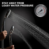 High Pressure Handheld Shower Head with Powerful Shower Spray against Low Pressure Water Supply Pipeline, Multi-functions, w/ 79'' Hose, Bracket, Chrome Finish
