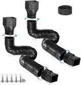 2 Pack Rain Gutter Downspout Extensions, Flexible Downspout Extender with 58"+68" Extendable Pipes for Rain Water Drainage, Durable Down Spout Drain Extension with Connector (Black)
