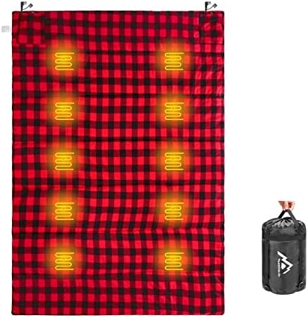 Heated Sleeping Bag pad, Heated Sleeping Bag Liner, 5 Heating Zones, Multi USB Power Supported, Operated by Battery Power Bank or Other USB Power Supply, Compact Bag Included.