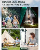 DUKUSEEK Portable Ceiling Fans with Remote Control, Power Bank, USB Battery Operated Camping Fan with Hanging Hook for Canopy Tents, Emergency Survival