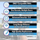 Garage Stop 2X for 893LM 893Max 891LM 371LM 373LM 971LM 973LM LiftMaster Craftsman Chamberlain Garage Door Remote, for 5 Learn Button, Garage Door Opener Remote