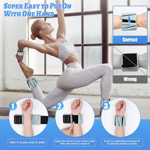 Wrist Ankle Weights Set of 2(1 lb/2 lbs Each) Adjustable Weights Training Intensity for Strength Training Walking Running Yoga Pilates Jogging for Women Men