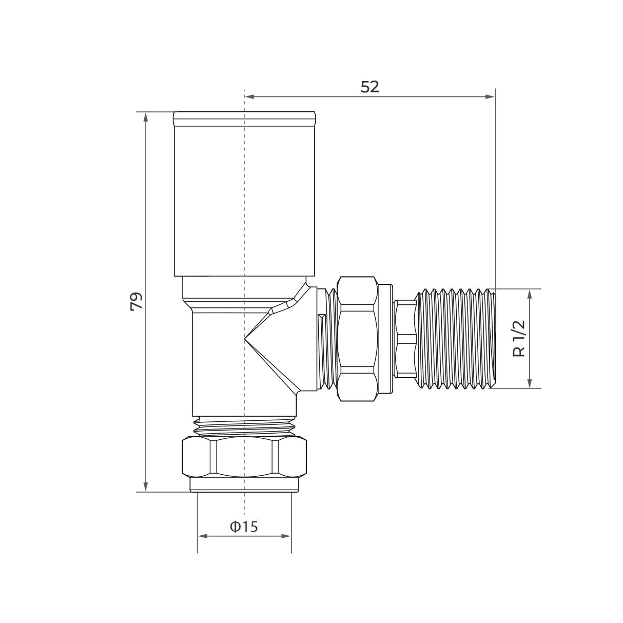 VANCOCO 2Pcs Chrome Angled 1/2"×15mm Towel Rail Valves, Round Head Manual Radiator Valves Compression Connection Pair for Central Heating Modern Bathroom