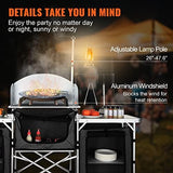 VEVOR Camping Kitchen Table, Folding Outdoor Cooking Table with Storage Carrying Bag, Aluminum Cook Station 3 Cupboard & Detachable Windscreen, Quick Set-up for Picnics, BBQ, RV Traveling, Black