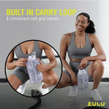 ZULU Goals Large Water Bottle Jug with Time Marker & Handle for All Day Hydration | Silicone Soft Straw with Locking Leak-Proof Lid | For Gym, Camping, Workout, and Outdoors | BPA-Free | 64oz, 128oz
