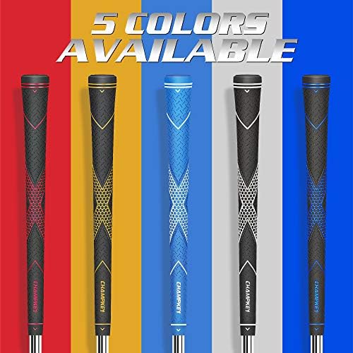 CHAMPKEY Premium Rubber Golf Grips 13 Pack | High Traction and Feedback Rubber Golf Club Grips | Choose Between 13 Grips with 15 Tapse and 13 Grips with All Kits