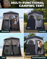 KingCamp Camping Shower Tent, Instant Portable Privacy Shelter, 1/2 Room Large Outdoor Toilet Tent with Floor, Water-Resistant, Windproof & Easy Setup for Beach, Camping & Hiking