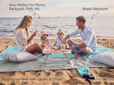 WEKAPO Beach Blanket Sandproof Waterproof, Extra Large Beach Mat, Oversized & Compact Sand Free Mat Quick Drying, Lightweight & Durable with 6 Stakes & 4 Corner Pockets