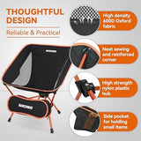 MARCHWAY Lightweight Folding Camping Chair, Stable Portable Compact for Outdoor Camp, Travel, Beach, Picnic, Festival, Hiking, Backpacking, Supports 330Lbs (Orange)