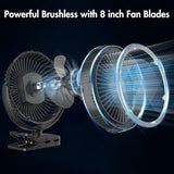 Rechargeable Camping Fan, Battery Operated with Timer, Powerful Airflow Portable Fan, Strong Clip with Light & Hook for Camping Outdoor Travel BBQ Hurricane Power Outage