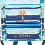 Tommy Bahama Hi-Boy 17" Seat Height 4-Position Lace-Up Suspension Folding Backpack Beach Chair, 2-Pack, Logo Stripe