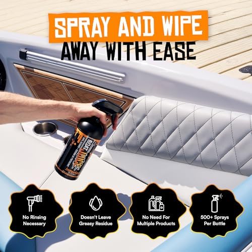 Boat Juice 2in1 Interior Boat Cleaner & Protectant Spray | Vinyl Boat Seat Cleaner + Ceramic UV Protection | Also for Upholstery, Carpet | Marine Detailing, Orange Creamsicle Scent, Made in USA (32oz)