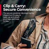 KeySmart Key Ring Clips - Round Carabiner Clip, Stainless Steel, Quick Release Keychain, Key Chain Hooks for Car Keys