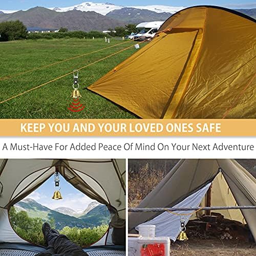 NedFoss 2" Loud Bear Bell with Whistle for Hiking, 3 in 1 Hiking Gear Solid Brass Bear Bells with Silencer, Emergency Whistle and Carabiner for Survival, Biking, Fishing, Climbing