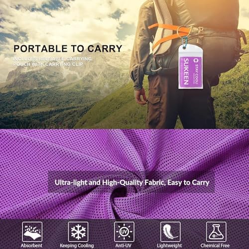 Sukeen Cooling Towels 8 Pack (40"x12"), Cooling Towels for Neck and Face, Microfiber Cool Towel, Soft Breathable Chilly Towel for Yoga, Golf, Gym, Camping, Running, Workout & More Activities