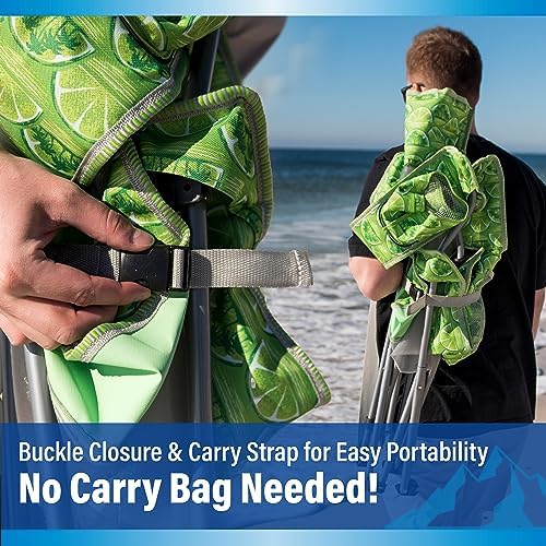 Kijaro Beach Sling Chair with Cooler Pocket - Various Fun Colors & Patterns - Perfect Beach Folding Chair and Camping Chair - Includes a Detachable Pillow