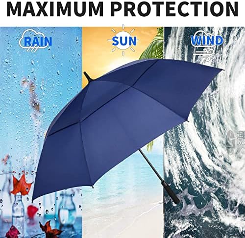 MRTLLOA 54/62/68/72 Inch Automatic Open Golf Umbrella, Extra Large Oversize Double Canopy Vented Windproof Waterproof Stick Umbrellas for Rain