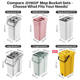 JOYMOOP Mop and Bucket with Wringer Set, White Flat Squeeze Mop Bucket Set for Floor Cleaning, Wet Dry Mop for Walls, Wall Cleaner with Long Handle, Hardwood Floor Mop-5 Microfiber Cloths