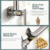 WOWOW Pot Filler Faucet Brushed Nickel, Brass Pot Filler Wall Mount Kitchen Stove Faucet with Double Joint Swing Arms