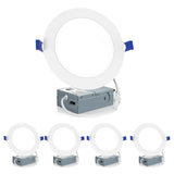 Meconard 4 Pack 6 Inch LED Recessed Ceiling Light, 2700K/3000K/3500K/4000K/5000K Selectable, Dimmable 12W=110W, 1050LM, IC Rated Can-Killer Downlights with Junction Box, ETL and Energy Star Listed