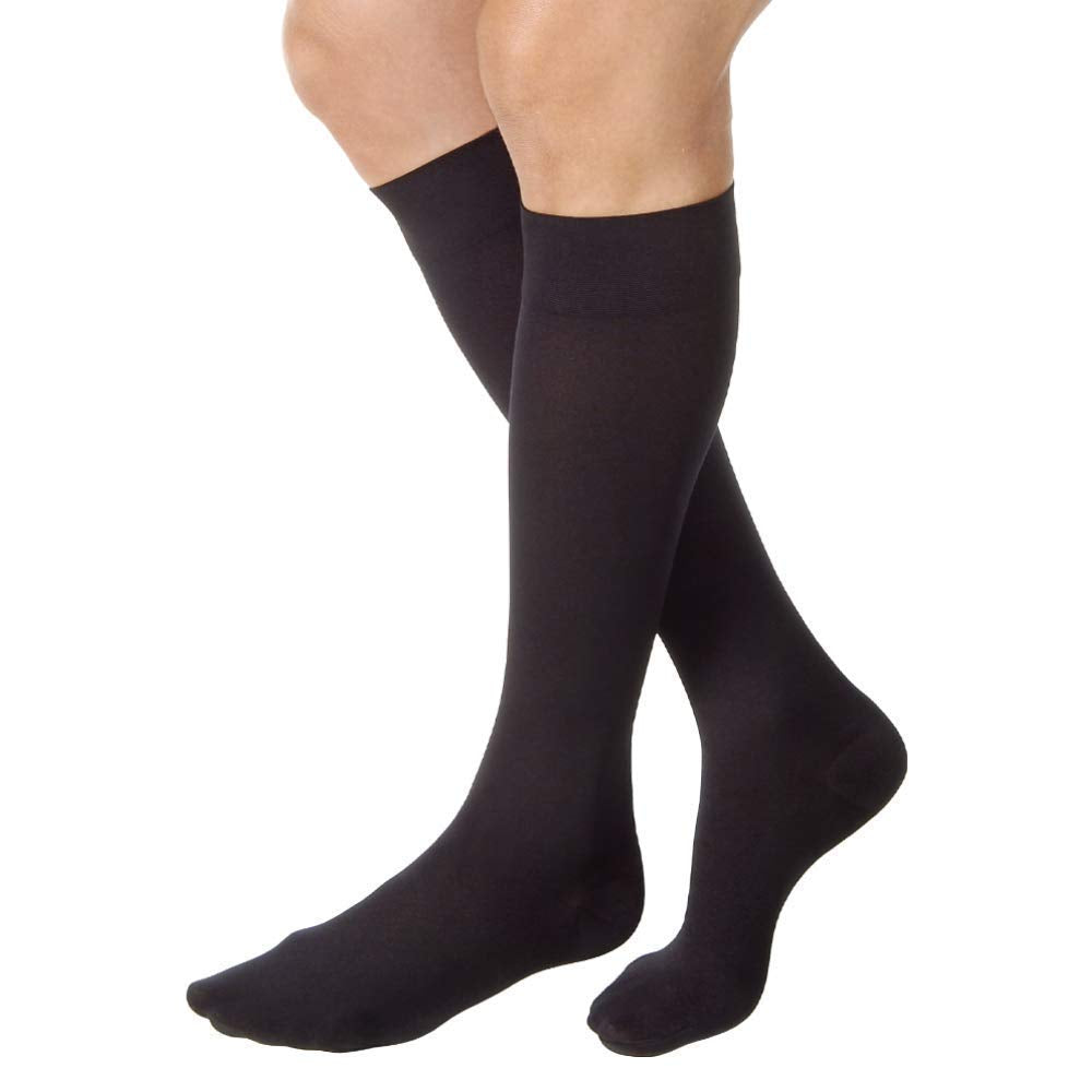 JOBST Relief Knee High Graduated Compression Socks 20-30mmHg - Comfortable Unisex Design - Closed Toe, Black, Large Full Calf