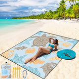 Beach Blanket Waterproof Sandproof Beach Mat 79" X 83" /10'x9'for 2-8 Adults Quick Drying Outdoor Picnic Mat Beach Accessories for Travel, Camping, Hiking