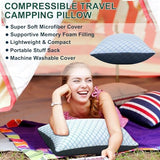 Gehannah Travel Pillow - Large 1 Pack Compressible Camping Pillow for Sleeping - Shredded Memory Foam with 2 Storage Bags - Supportive for Adults, Kids, Outdoor, Backpacking, Hiking Gear