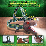 Dinosaur Headlamp for Kids Flashlight 2 Pack, Rechargeable Led Headlights Roar & Silent Mode, T-Rex Dinosaur Toys 3-5 4-6 5-7 6-8, Camping Gear, Easter Gifts for Boys Girls Adults