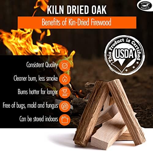 Superior Trading Oak Mini Fire Wood w/Fire Starter Pods, Winter Fireplace Starter, Wood Stove, USDA Cert 4-5” Kiln Dried Firewood, USA Made, 10-11 lbs in Plastic Storage Box
