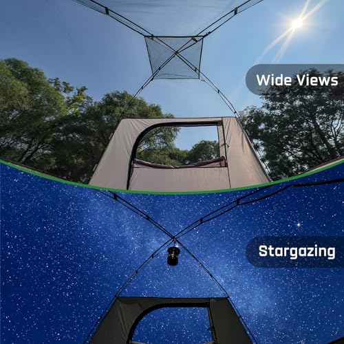 Happy Travel Camping Tent, 4 Person Dome Tents for Camping with Rainfly, Waterproof Clip Easy Setup Portable Family Tent with Mesh Windows, 20% More Headroom Backpacking Tents for Camping & Hiking