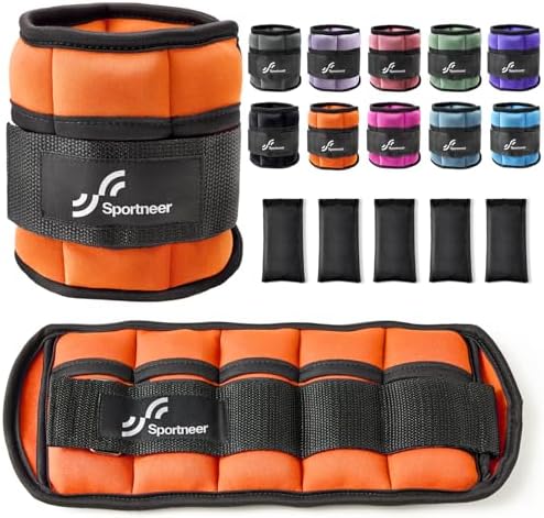 Sportneer Adjustable Ankle Weights 1 Pair 2 4 6 8 10 Lbs Leg Weight Straps for Women Men, Weighted Ankle Weights Set for Gym,Fitness, Workout,Walking, Jogging,1-5 lbs Each Ankle, 1 Pair 2-10 lbs