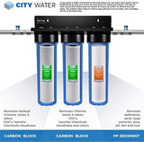 iSpring F3WGB32B 4.5” x 20” 3-Stage Whole House Water Filter Replacement Pack Set with Sediment and Carbon Block Cartridges Reduces up to 99% Chlorine, White