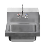 AmGood Stainless Steel Wall Mount Hand Sink with Faucet and Right Sidesplash 17" x 15" | NSF Commercial Hand Washing Basin For Restaurant, Kitchen and Home | Bowl Size: 10" x 14"