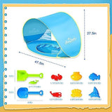 Monobeach Baby Beach Tent with Sand Toys Pop Up Portable Shade Pool UPF50+ UV Protection Sun Shelter for Infant with Easy Set Up Canopy (Blue with Sand Toys)