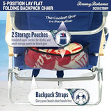 Tommy Bahama 5-Position Classic Lay Flat Folding Backpack Beach Chair, Blue and Green Stripe , 23" x 25.25" x 31.5"