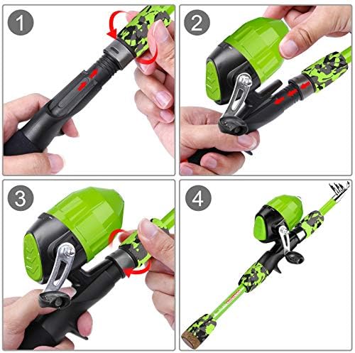 ODDSPRO Kids Fishing Pole Pink, Portable Telescopic Fishing Rod and Reel Combo Kit - with Spincast Fishing Reel Tackle Box for Girls, Youth