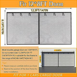 Garage Screen Doors for 1 car garage-12x8FT Fiberglass Durable Heavy Duty Magnetic Garage Door Screen Retractable Hands Free with 6 Roll Up Starps for Patio Workshop Home Gym Sun Room
