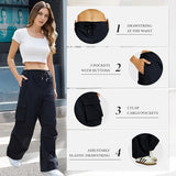 Cargo Pants Women Low Waisted Parachute Pants with Pockets Loose Baggy Hiking Pants Y2K Clothes