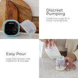 Zomee Wearable Two Silicone Hands Free Collection Cups, Holds up to 8 oz., 19mm 21mm and 24mm Soft Silicone Breast Shield Included, BPA and Phthalate Free