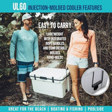 ENGEL 60 QT Ultra-Light Injection Molded Cooler - Ice Chest Keeps Ice up to 7 Days - Large Cooler Includes Wire Basket, Divider and Built-in Bottle Opener
