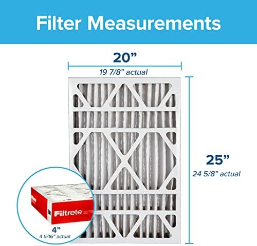 Filtrete NADP03-2PK-2 08189005996 MPR 1000 20 x 25 x 4 (4-3/8 Actual Depth) Micro Allergen Defense Deep Pleat HVAC Air Filter, Uncompromised Airflow, 2-Pack, 20x25x4, No Color, 2 Count