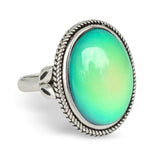 FUN JEWELS Antique Silver Plated Color Change Mood Ring Size Adjustable